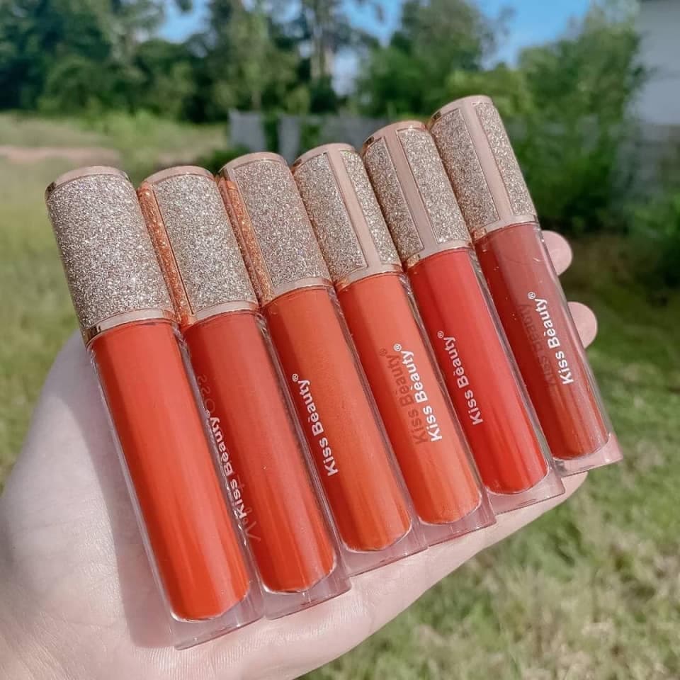 Son kem lì Velvet Lip Gloss của Kiss Beauty siêu xinh #06 tone đỏ nâu đất
