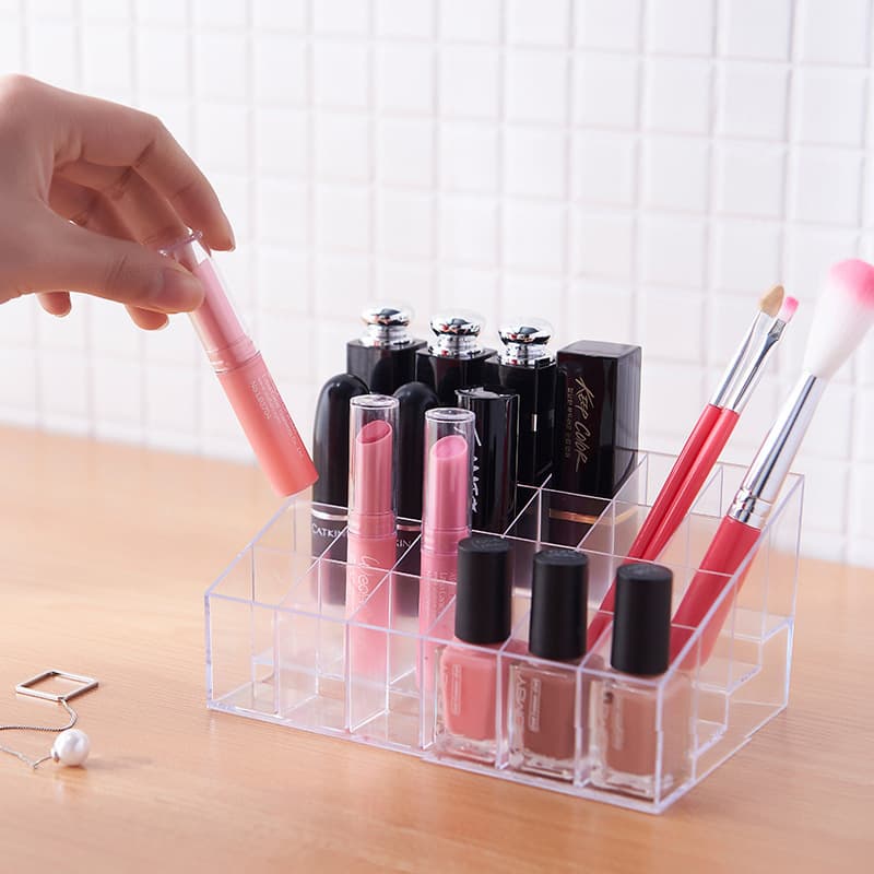 Khay đựng son mica 24 ô trong suốt V.2 Khay đựng mỹ phẩm son môi dụng cụ trang điểm 24 ô