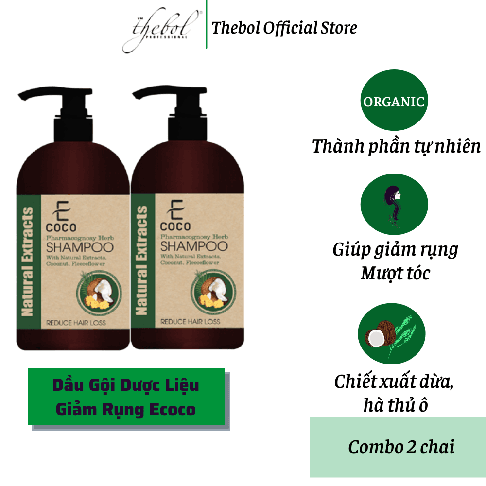 [HCM]Dầu gội dược liệu giảm rụng tóc với chiết xuất dừa hà thủ ô Ecoco 336g (Combo 2 chai)