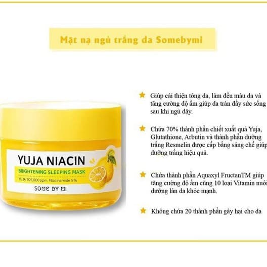 Mặt Nạ Ngủ Dưỡng Trắng Sáng Da Some By Mi Yuja Niacin 30 Days Miracle Brightening Sleeping Mask 60g