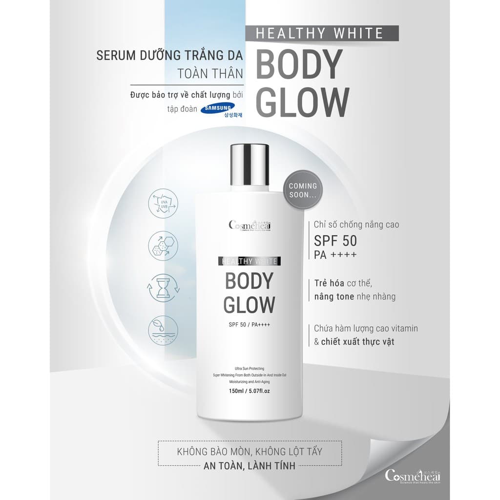 [HCM]Serum Làm Sáng Da Toàn Thân COSMEHEAL Healthy White Body Glow SPF 50/ PA ++++150ml