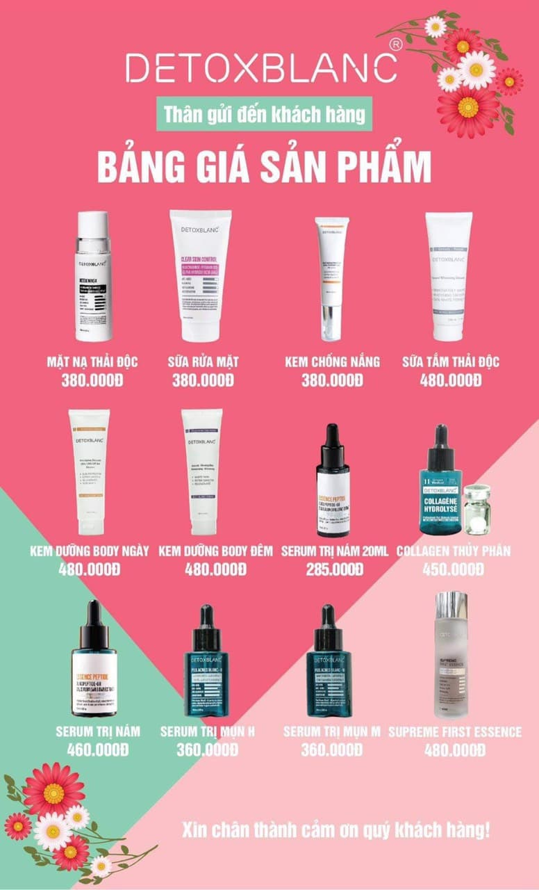 BỘ SẢN PHẨM DETOXBLANC CHÍNH HÃNG GỒM : Mặt nạ thải độc/ Srm sinh học/ Kem chống nắng/ Sữa tắm thải độc/ Kem body dưỡng trắng ngày đêm/ Serum trị nám 20ml 40ml/ Serum thủy phân/ Serum trị mụn HM/ Toner tinh chất dưỡng trắng