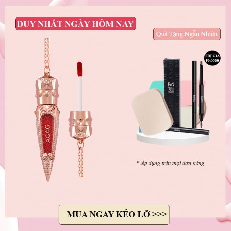 (MUA 1 SON TẶNG 1 BÔNG MÚT CAO CẤP) Son Kem Kim Cương AGAG Lên Màu Cực Chuẩn giữ màu lâu (KHUYẾN MÃI 3 NGÀY) (GIẢM GIÁ XẢ KHO)