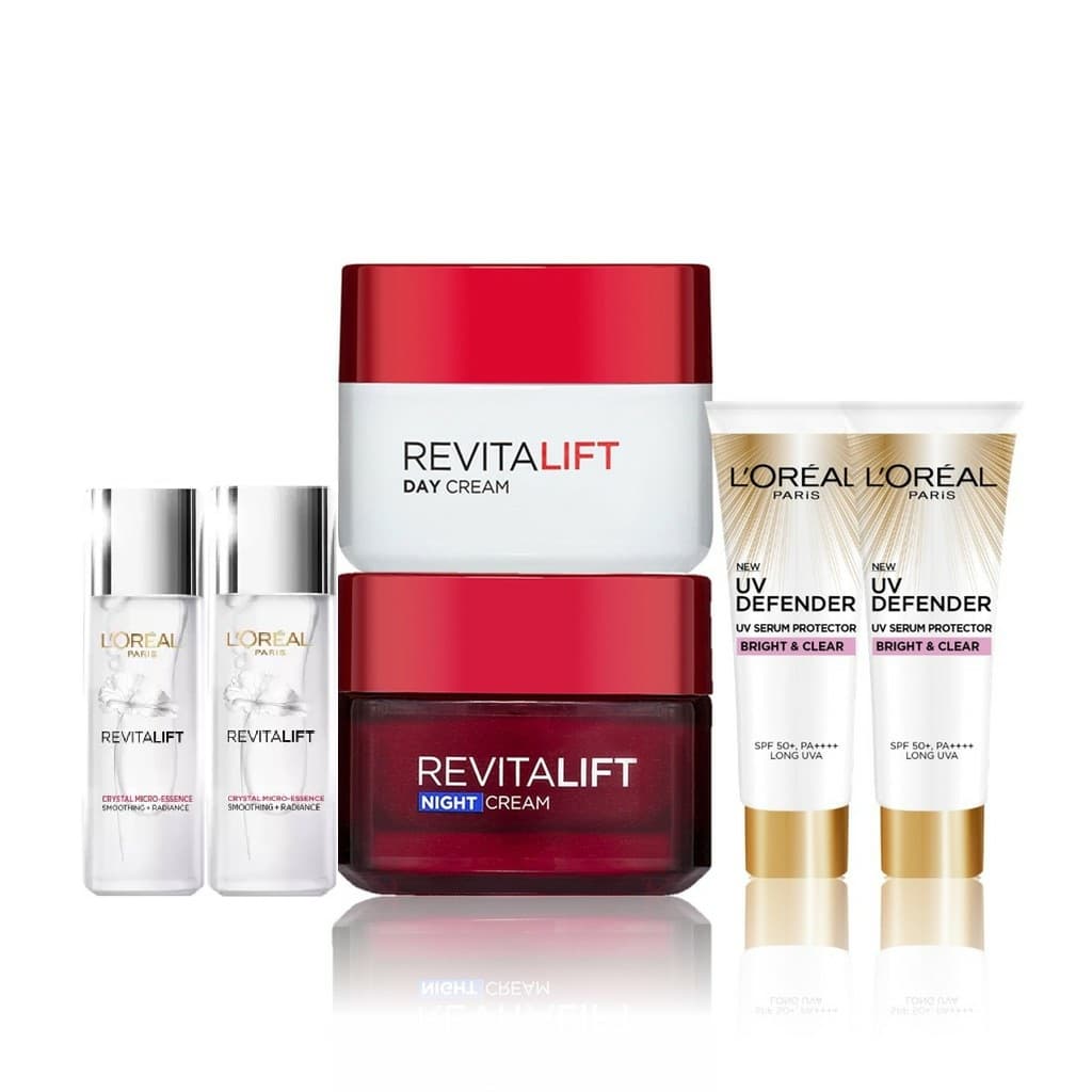 Bộ chống lão hoá và cấp ẩm toàn diện Q3 LOreal Paris : Bộ kem dưỡng ngày đêm 20ml+2kem chống nắng 15g +2 tinh chất 22ml