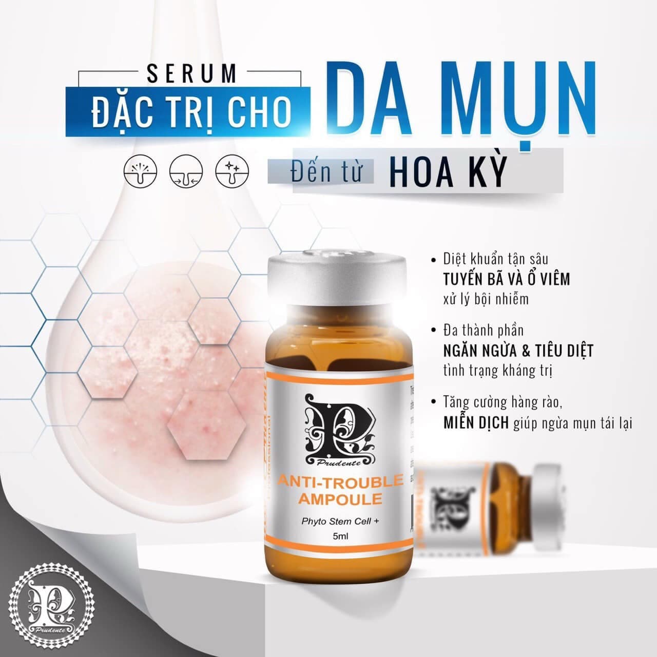 [HCM]Tinh Chất Giảm Mụn Anti Trouble Ampoule Nuwhite Mibiti Prudente Professional Từ USA