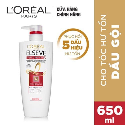 [HCM]Loreal - Dầu gội phục hồi tóc toàn diện Loreal Paris Elseve Total Repair 5 Repairing Shampoo 650ml