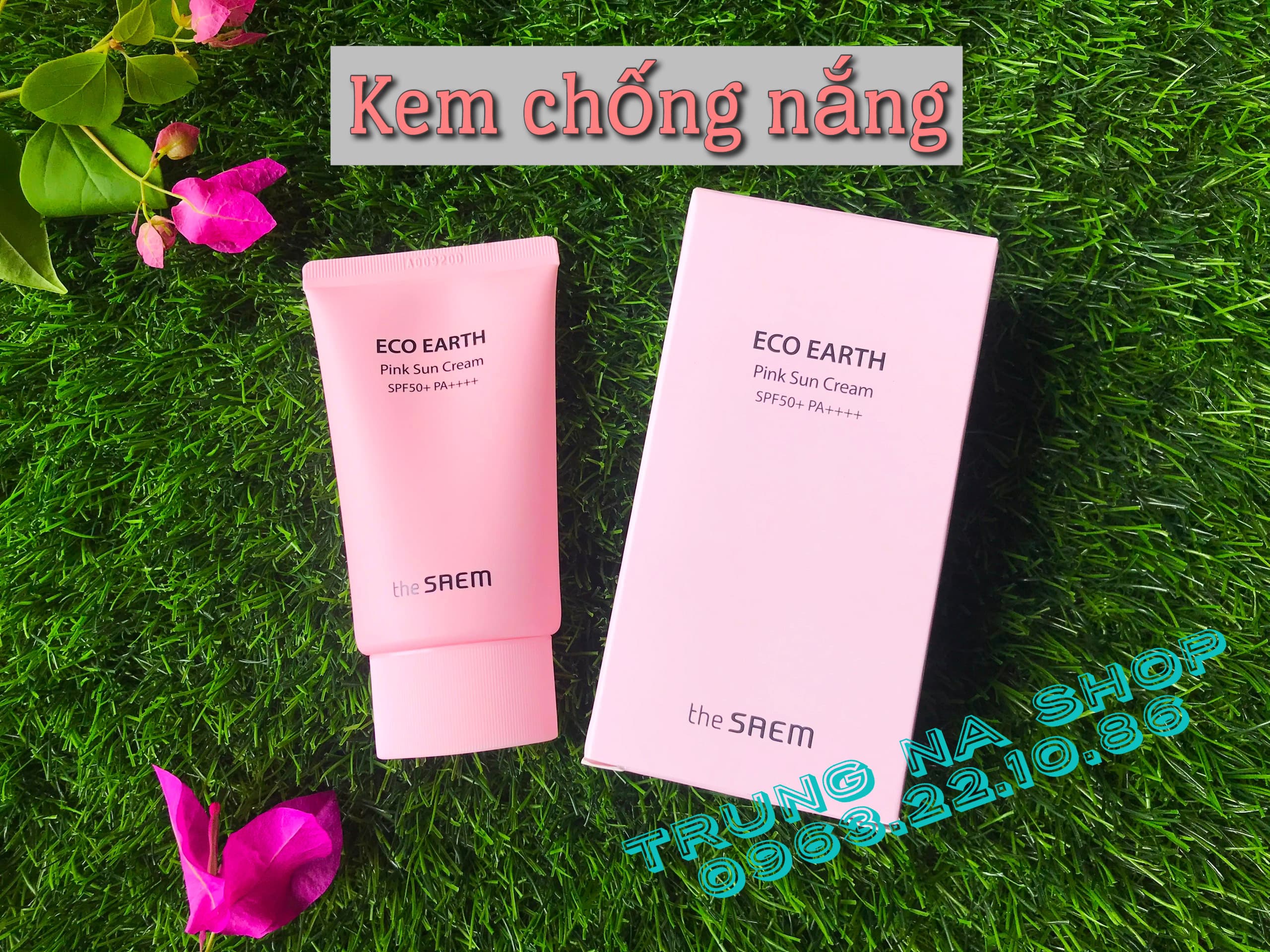 Kem Chống Nắng The Saem Eco Earth Power Pink Sun Cream SPF50+ PA++++ 50g