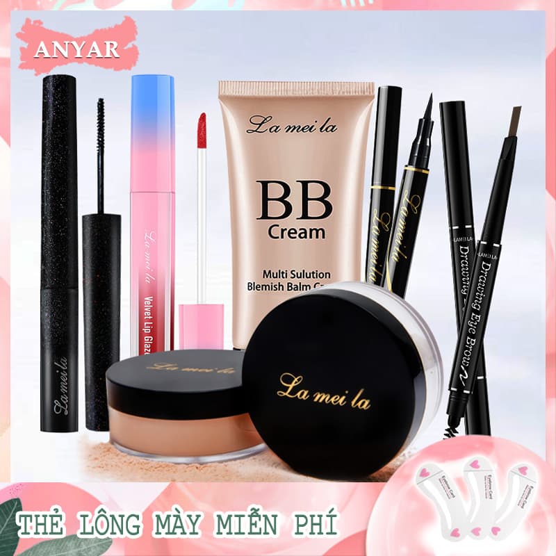 [HCM]ANYAR-Bộ trang điểm đầy đủ LAMEILA 6 món（ Kem BB+ Phấn phủ+Mascara+Chì kẻ mày+Kẻ mắt+Son kem）