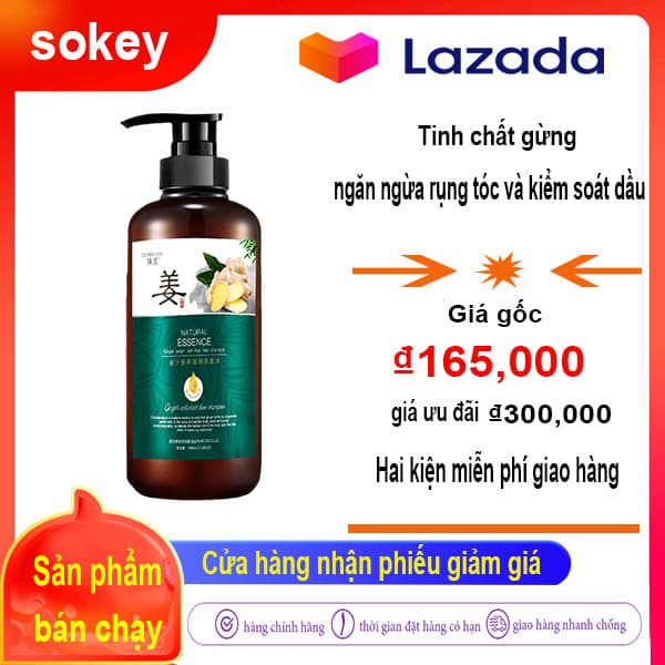 Dầu gội chống rụng tóc 500ml] tinh chất có tác dụng kích thích mọc tóc làm sạch và loại bỏ dầu nước gừng và gàu nam và nữ đều dùng được.