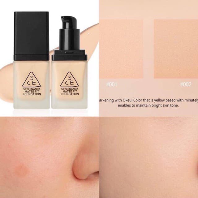 [SẴN]Kem nền 3CE MATTE FIT FOUNDATION TONE 001