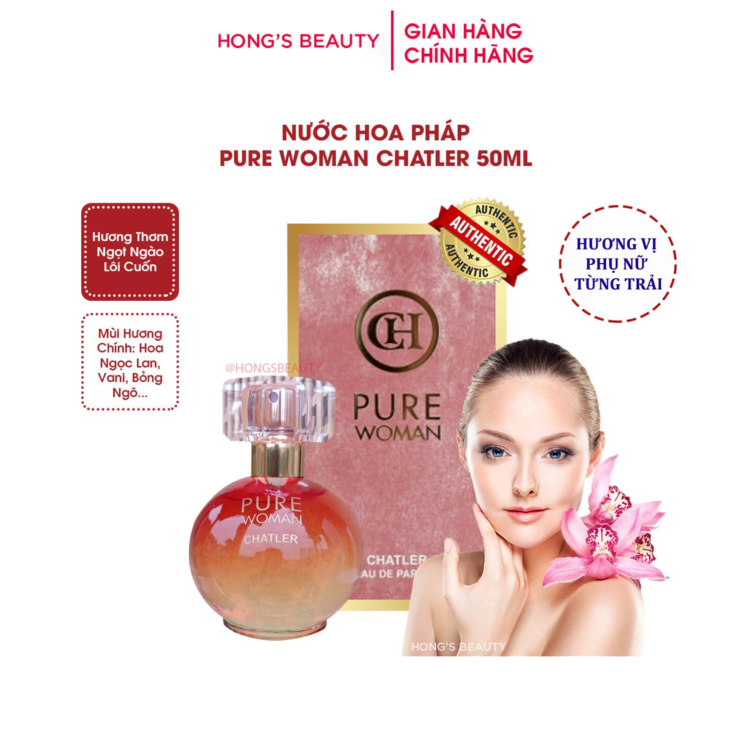 Nước hoa nữ Pure Woman Chartco 50ml Thơm ngất ngây - HONGS BEAUTY