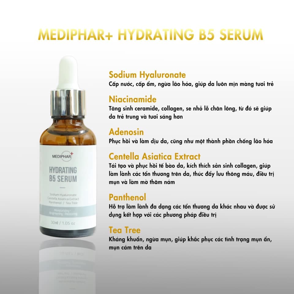 [HÀNG CÔNG TY] Serum Dưỡng Cấp Ẩm Phục Hồi Trắng Sáng Da Mờ Thâm Sạm Nám Cấp Nước Chống Lão Hóa Da MEDIPHAR+ HYDRATING B5 SERUM 30ml - SimmyShop