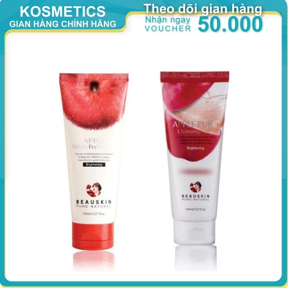 [HCM]Bộ sản phẩm BEAUSKIN sữa rửa mặt và tẩy tế bào chết hương táo