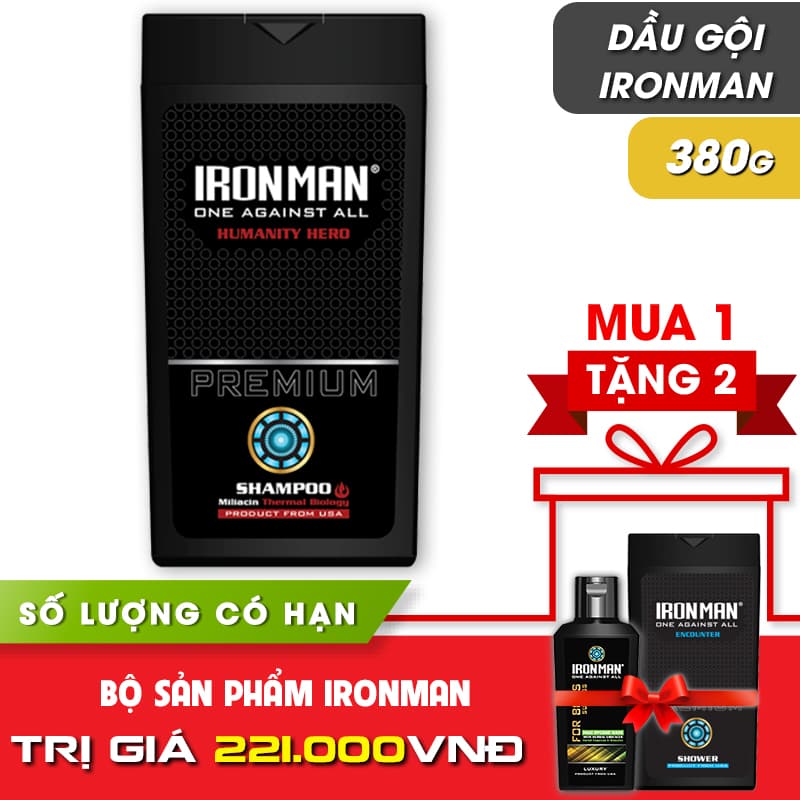 [HCM]Dầu gộ nước hoa nam thơm lâu dành cho da nhờn Humanity Hero 380g Tặng sữa tắm nhiệt Ironman Encounter 380g và dung dịch vệ sinh nam tinh chất thảo dược 120g