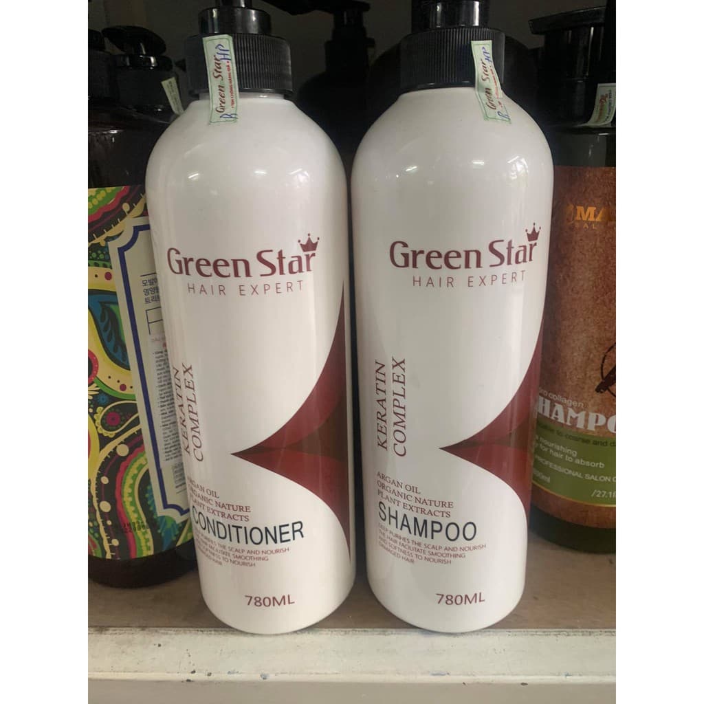Cặp dầu gội xả phục hồi tóc Green Star 780ml x2