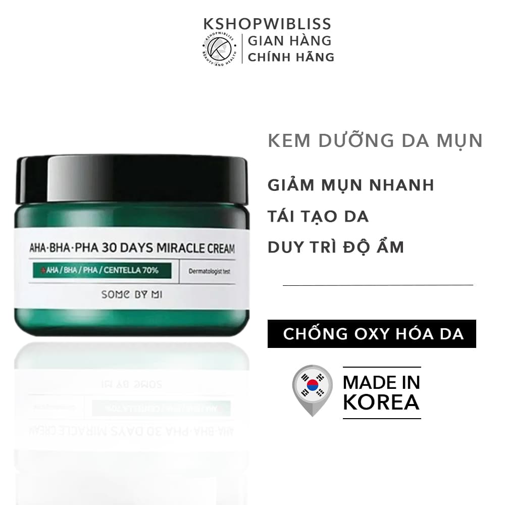 Kem Dưỡng Giảm Mụn Some By Mi AHA-BHA-PHA 30 Days Miracle Cream 50ml