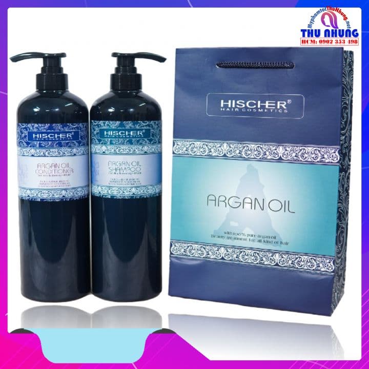 [HCM]Dầu gội xả Hischer Argan Oil for Dry & Demaged hair cho tóc khô hư tổn 1000ml