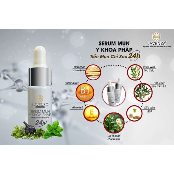 SERUM MỤN Y KHOA PHÁP HẾT MỤN SIÊU TỐC 24H - LAVENZA