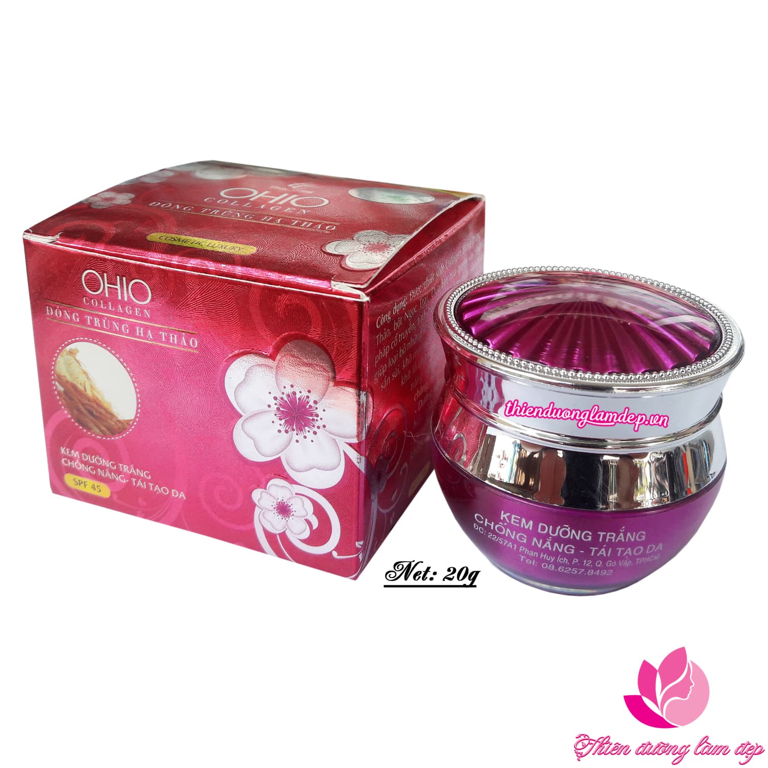 [HCM]Kem dưỡng trắng chống nắng tái tạo da kem OHIO Đông Trùng Hạ Thảo (20g)