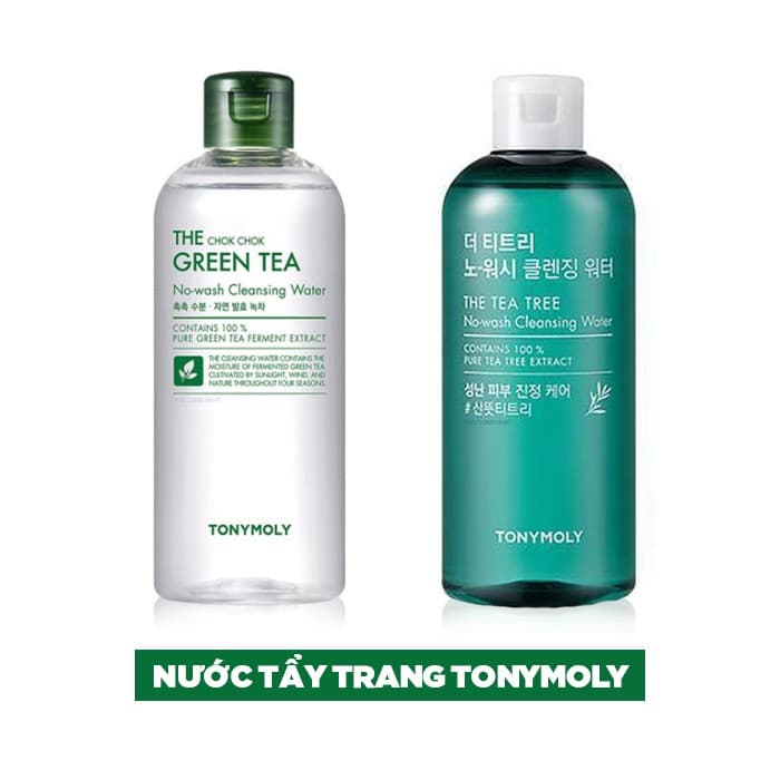 Nước Tẩy Trang Tonymoly Geen Tea và The Tea Tree No-Wash Cleansing Water