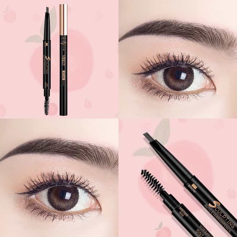 [Peachy Sis Shop] VIBELY Chì kẻ mày không thấm nước Trang điểm lâu dài tự nhiên Mỹ phẩm mắt sắc tố cao (Đen)