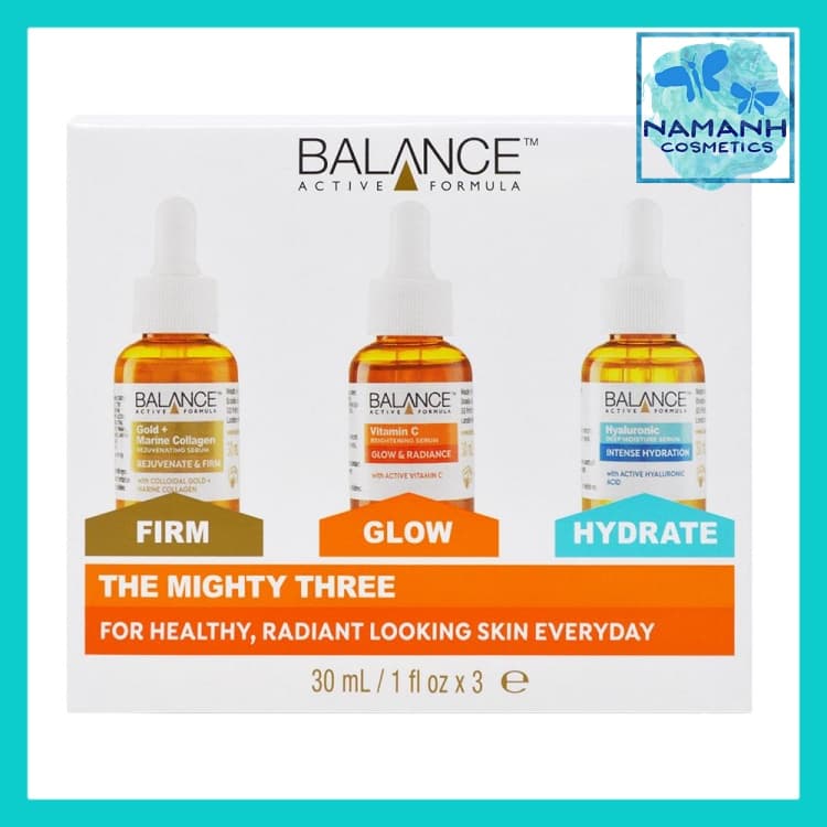 Combo chống lão hóa cho làn da rạng rỡ Serum Balance Gold Marine Collagen Vitamin C và Hyaluronic 30mlx3