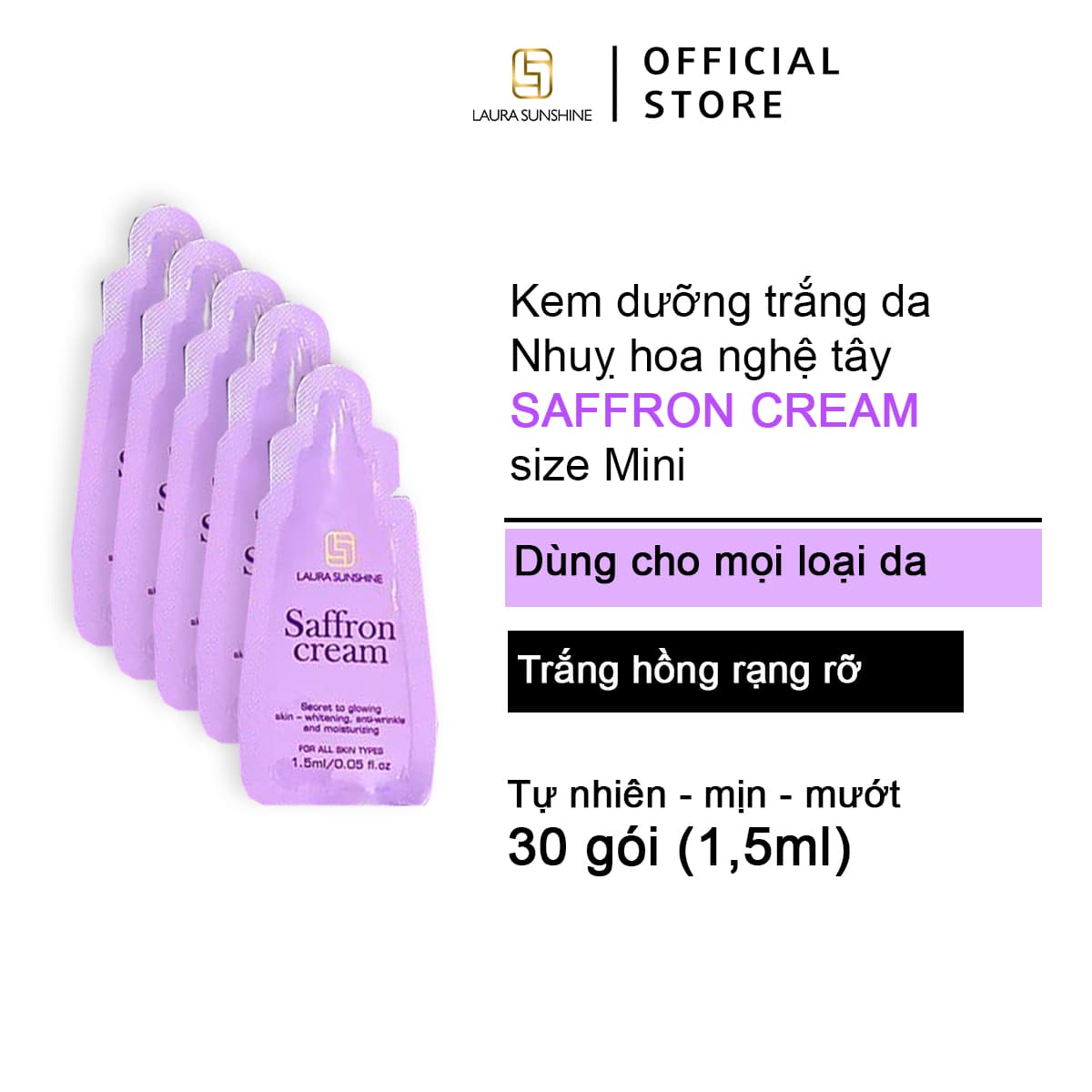 [HCM]Kem dưỡng trắng da tinh chất Nhuỵ hoa nghệ tây Laura Sunshine Saffron Cream Mini 45ml ( 30 gói x 15ml ) Nhật Kim Anh