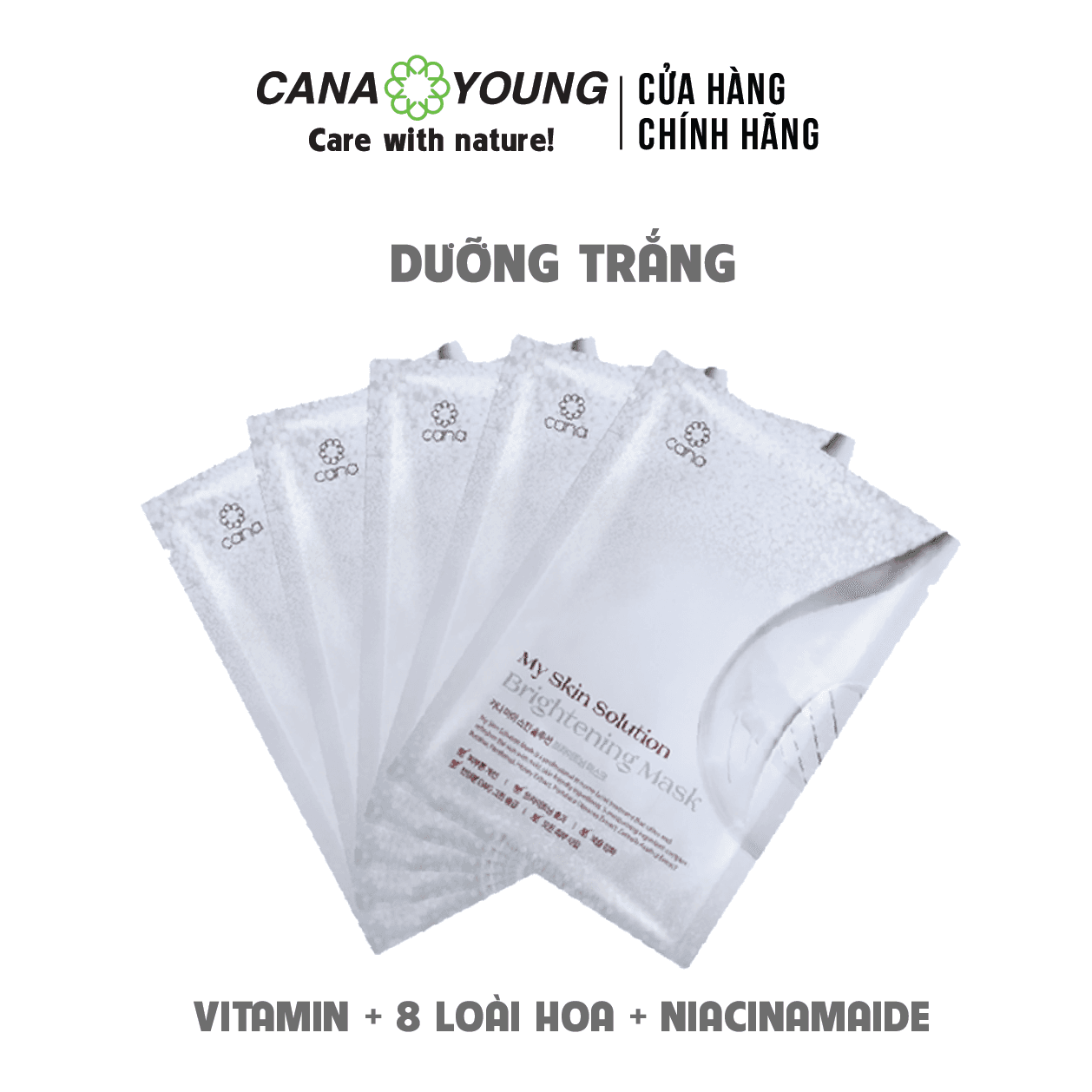 [COMBO 5] MẶT NẠ DƯỠNG TRẮNG CẤP ẨM HÀN QUỐC BRIGHTENING MASK_CANA MY SKIN SOLUTION