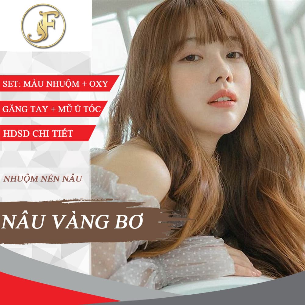 [HCM]Kem Nhuộm Tóc Thảo Dược Nâu Vàng Bơ-Nhuộm Nền Tóc Nâu- Không Tẩy- Tặng Oxy