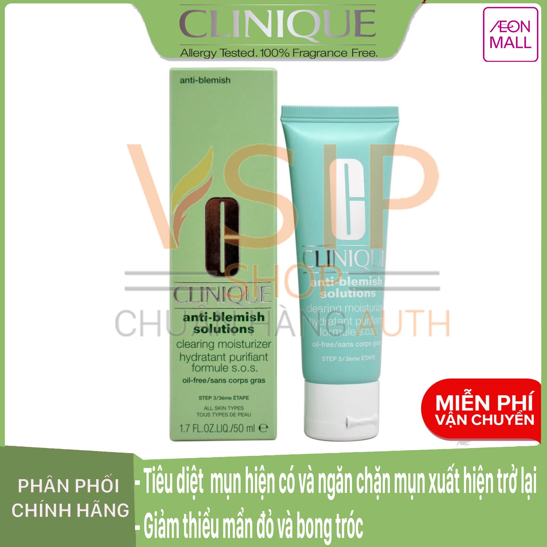 Kem dưỡng ẩm giảm mụn Clinique Anti-Blemish Solutions Clearing Moisturizer 50ml
