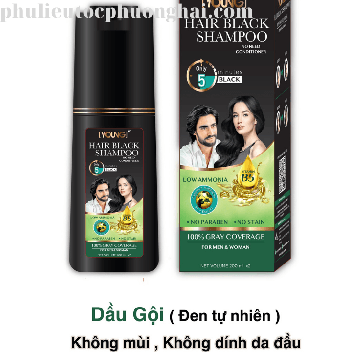 Dầu gội phủ bạc màu đen tự nhiên  Young