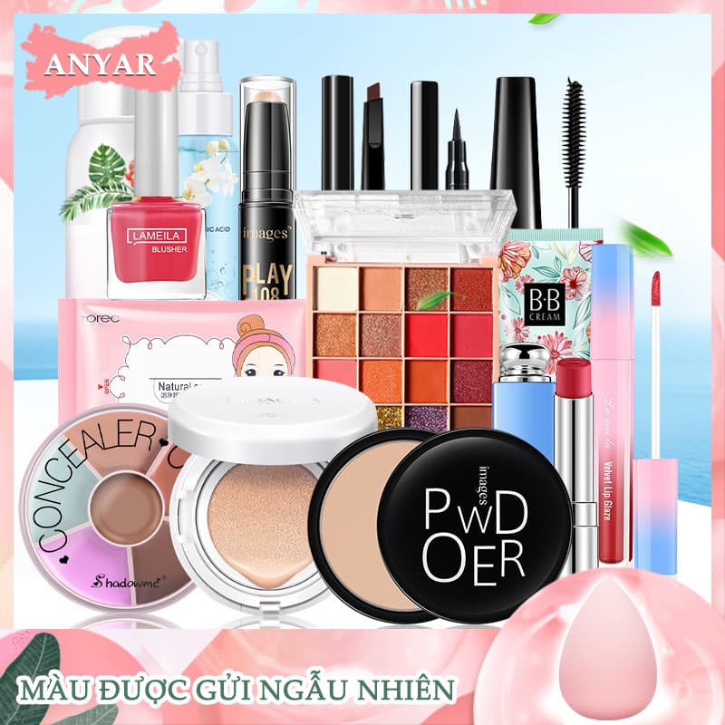 [HCM]ANYAR-15 pcs Bộ mỹ phẩm trang điểm hoàn chỉnh set người mới bắt đầu không thấm nước nữ sinh viên trang điểm nhẹ tự nhiên
