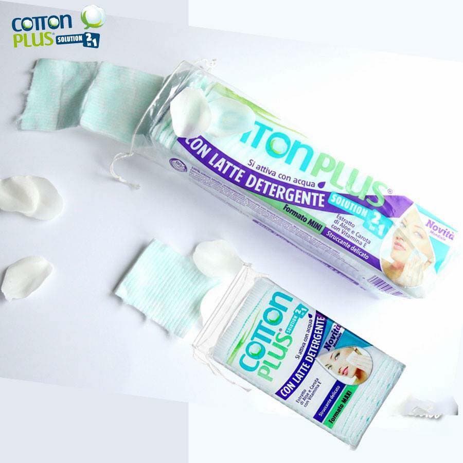 Set 02 Gói bông tẩy trang Cotton Plus dưỡng da 2in1 (60 miếngx2) (XANH)