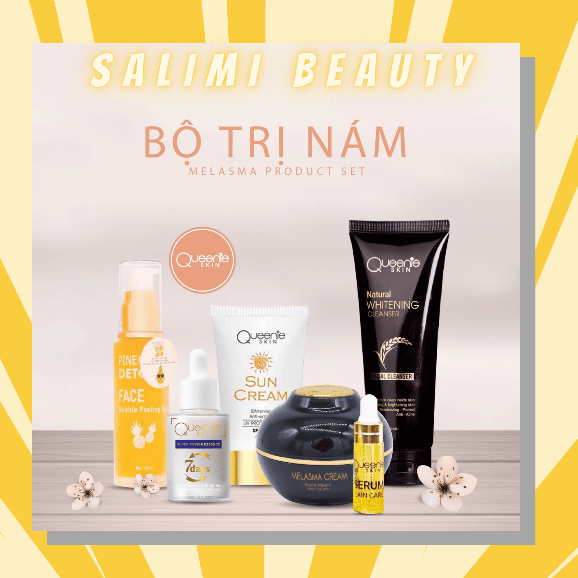 COMBO Kem Nám Huyết Thanh 7 Days Detox Dứa Kem Chống Nắng SRM Mầm Gạo QUEENIE SKIN - Đánh Bay Nám Tàn Nhang - Cải Thiện Những Vùng Da Sạm Màu Bổ Sung Dưỡng Chất Cho Tế Bào Phục Hồi Nhanh Chóng Các Tế Bào Hư Tổn - Hàng Chính Hãng