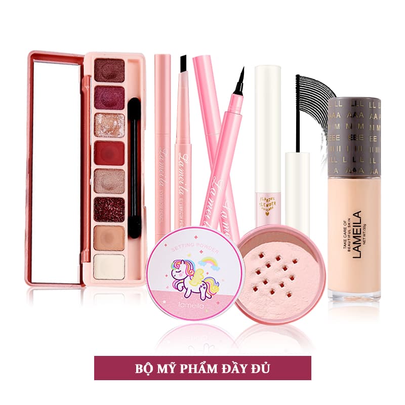 [HCM]【Urbeauty Mall】Bộ trang điểm chuyên nghiệp 6 món LaMeiLa Kem BB che khuyết điểm + Phấn phủ bột + Chì kẻ mày lâu trôi + Bút dạ kẻ mắt + Mascara 4d + Son kem lì bộ makeup đầy đủ set trang điểm đẹp