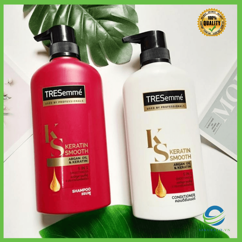 Cặp dầu gội đầu Tresemme KERATIN SMOOTH màu đỏ💞 FREESHIP💞 dầu gội xả thái lan 5 trong 1 giảm rụng khô tóc 450ml