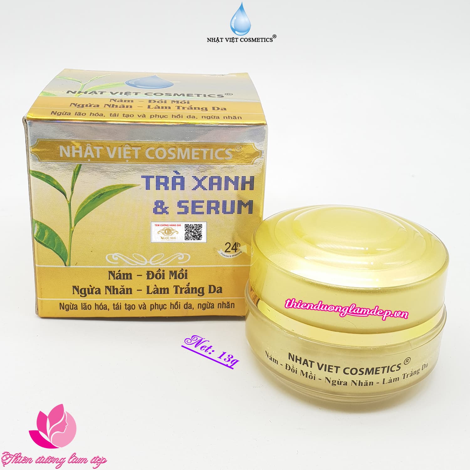 [HCM] Kem Nám Đồi mồi Ngừa nhăn Làm trắng da Trà xanh và Serum NHẬT VIỆT COSMETICS - 13g