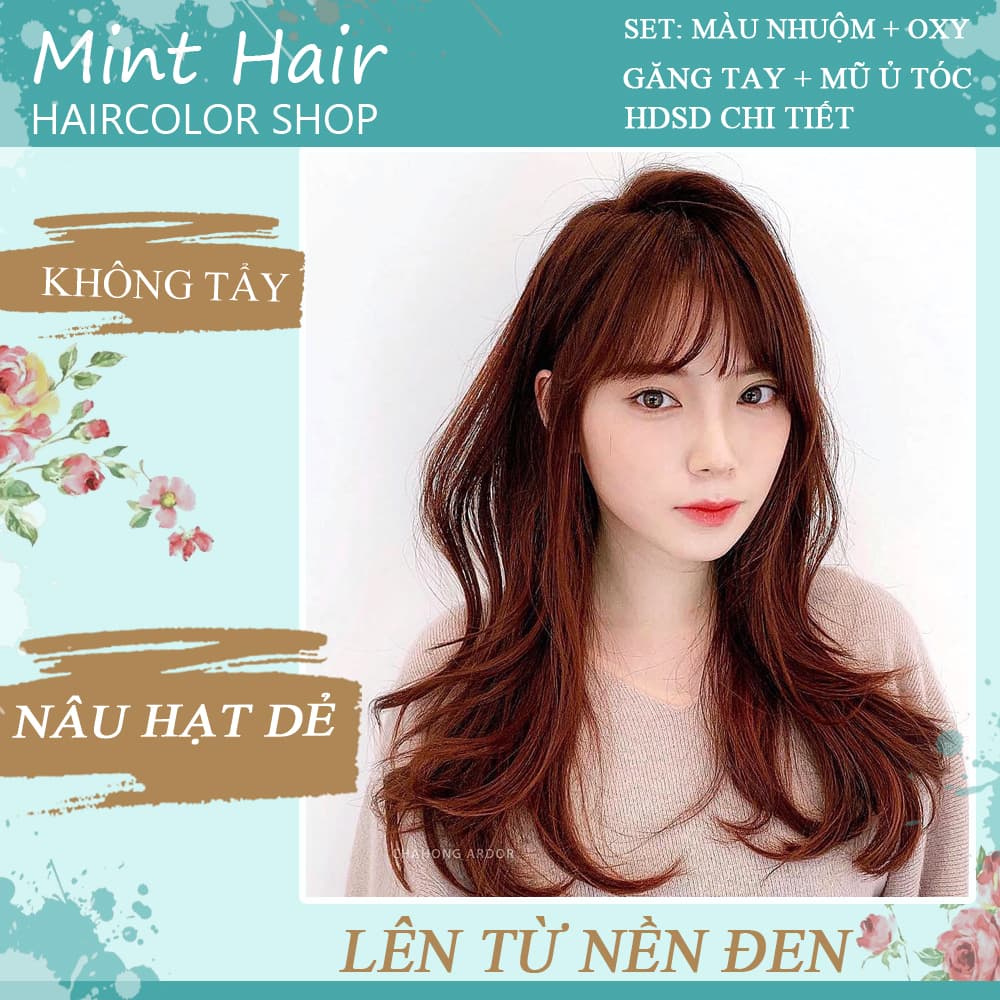 [HCM]Kem Nhuộm Tóc Tại Nhà Thảo Dược Nâu Hạt Dẻ- Nhuộm Từ Nền Đen- Tặng Oxy