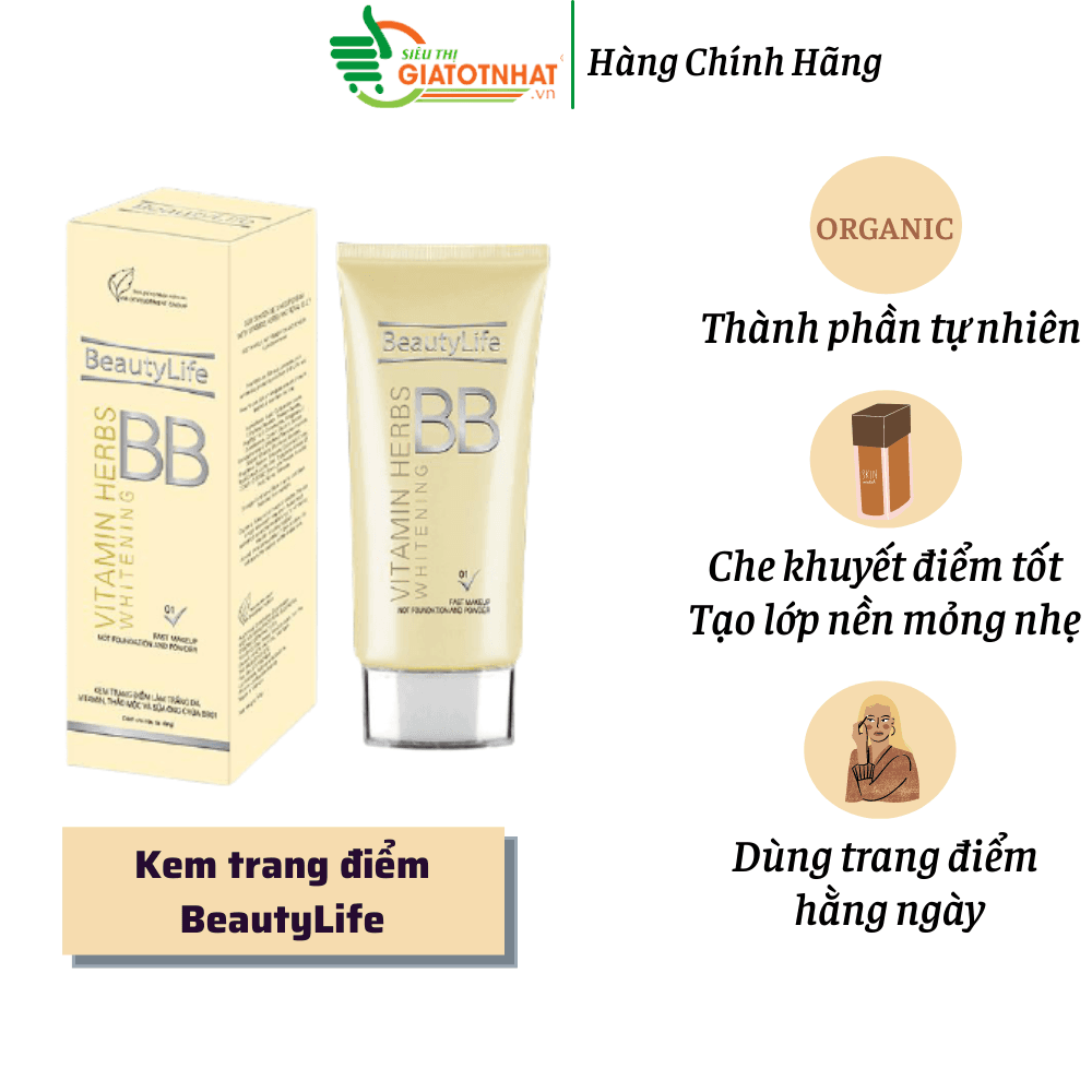 Kem trang điểm dưỡng trắng da BeautyLife BB01 50g