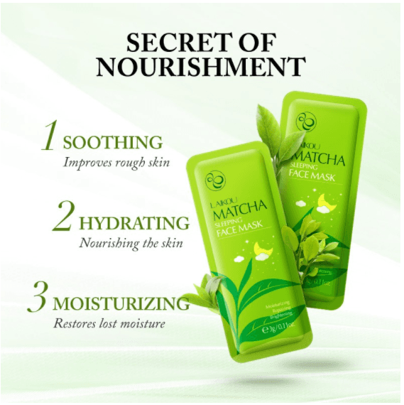 [HCM]Mặt nạ ngủ Matcha Mud Mask Laikou dưỡng da mụn cấp ẩm thải độc trà xanh - combo 5 masks