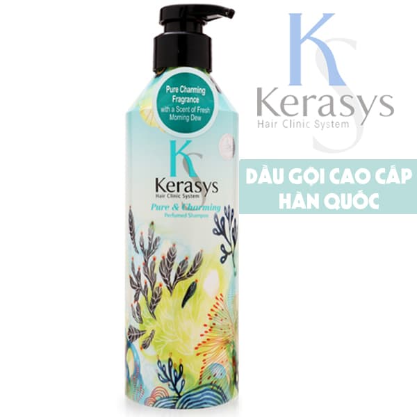 Dầu gội nước hoa chống khô xơ và chẻ ngọn tóc KeraSys Pure & Charming Cao cấp Hàn Quốc 600ml - Chai bẹt