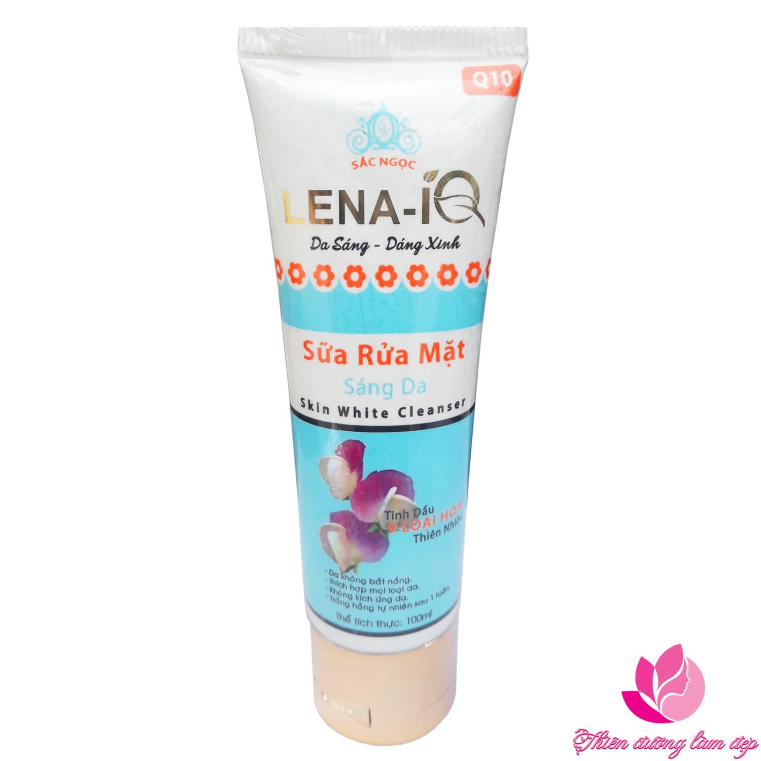 [HCM]Sữa rửa mặt dạng bọt sáng da mặt tinh dầu 9 loại hoa thiên nhiên Q10 LENA-IQ (100ml)