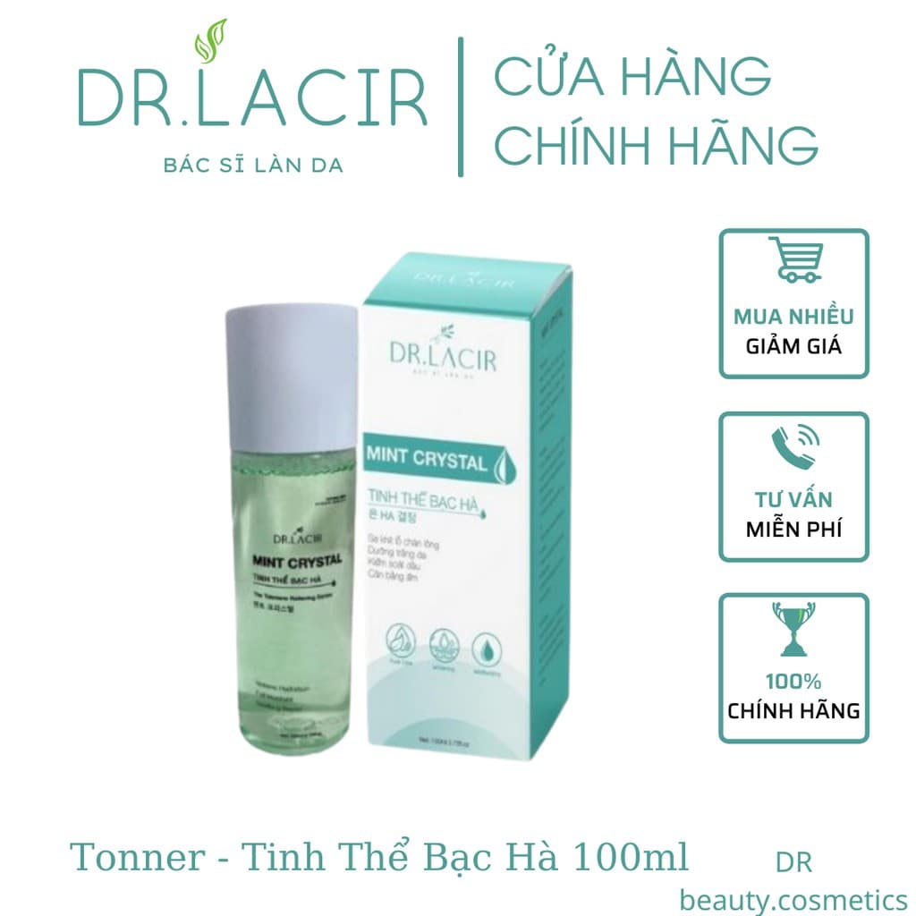 Toner Tinh Thể Bạc Hà Se Khít Lỗ Chân Lông Cân Bắng Ẩm Dr Lacir MINT CRYSTAL 100ml