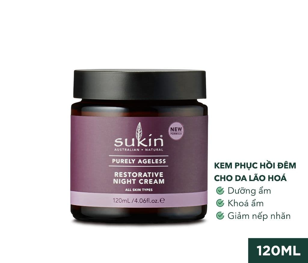 Kem Dưỡng Da Ban Đêm Dành Cho Da Lão Hóa Sukin Purely Ageless Restorative Night Cream 120ml