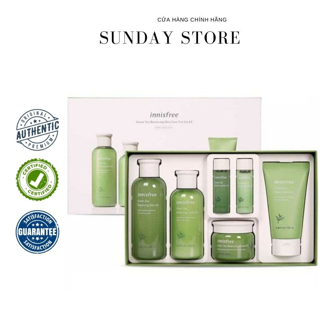 Sét Innisfree trà xanh dưỡng da 6 sản phẩm
