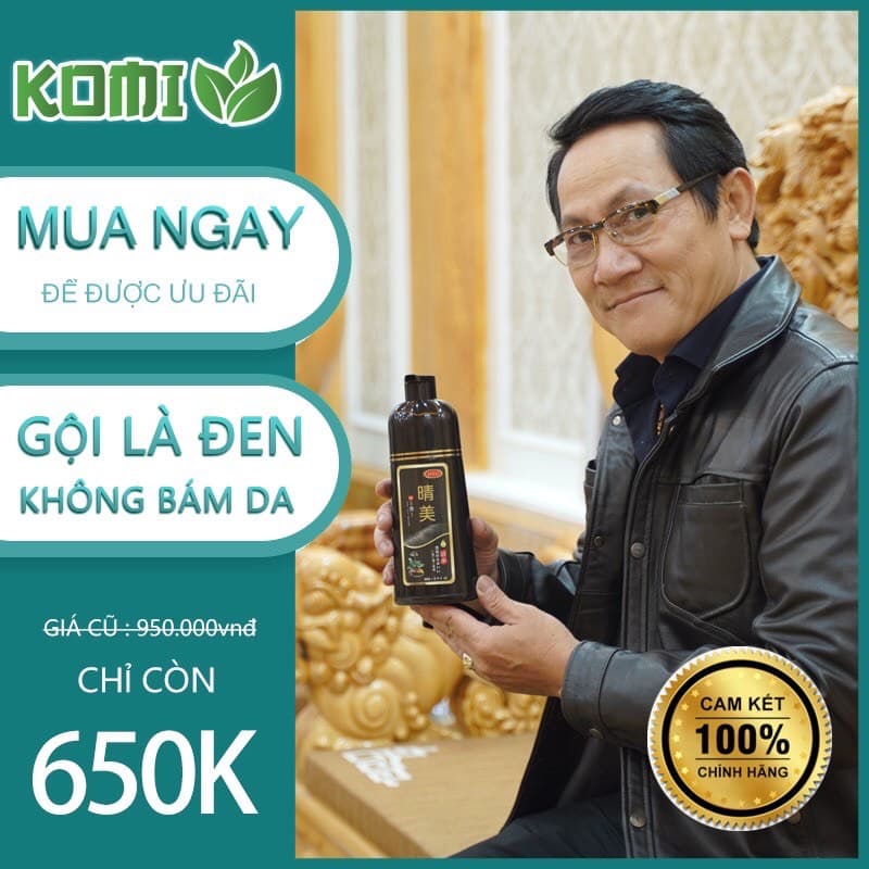 Dầu Gội KOMI Phủ Bạc Đen Tóc dành cho Nam - Chính Hãng Nhật Bản ( Màu Đen) Dung Tích 500ml