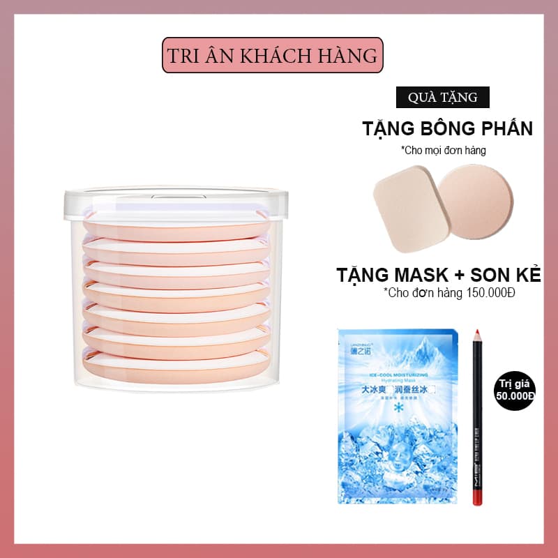 Bông đánh phấn trang điểm cao cấp ( KHUYẾN MÃI DUY NHẤT HÔM NAY) siêu mềm mịn siêu tiện lợi 1 hộp 7 miếng (màu ngẫu nhiên)