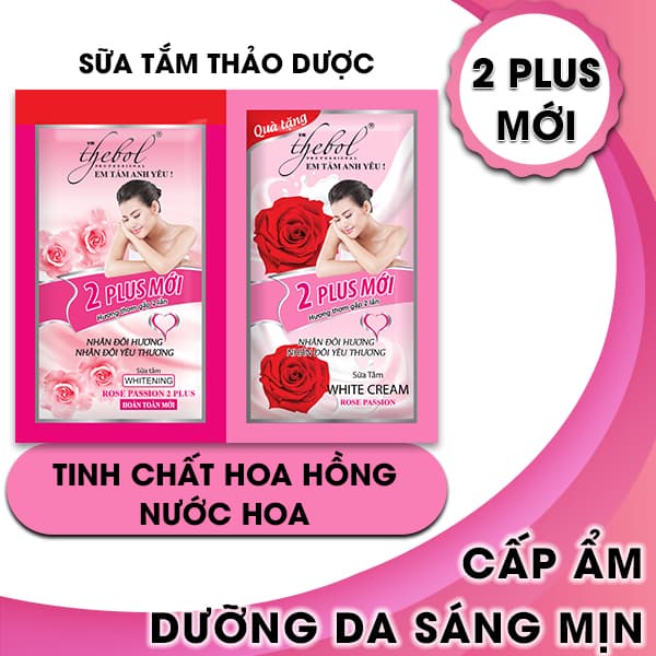 [HCM]Sữa Tắm Trắng Da Dưỡng Ẩm Thảo Dược Tinh Chất Hoa Hồng Nước Hoa 2 PlusTheBol 20gói /dây