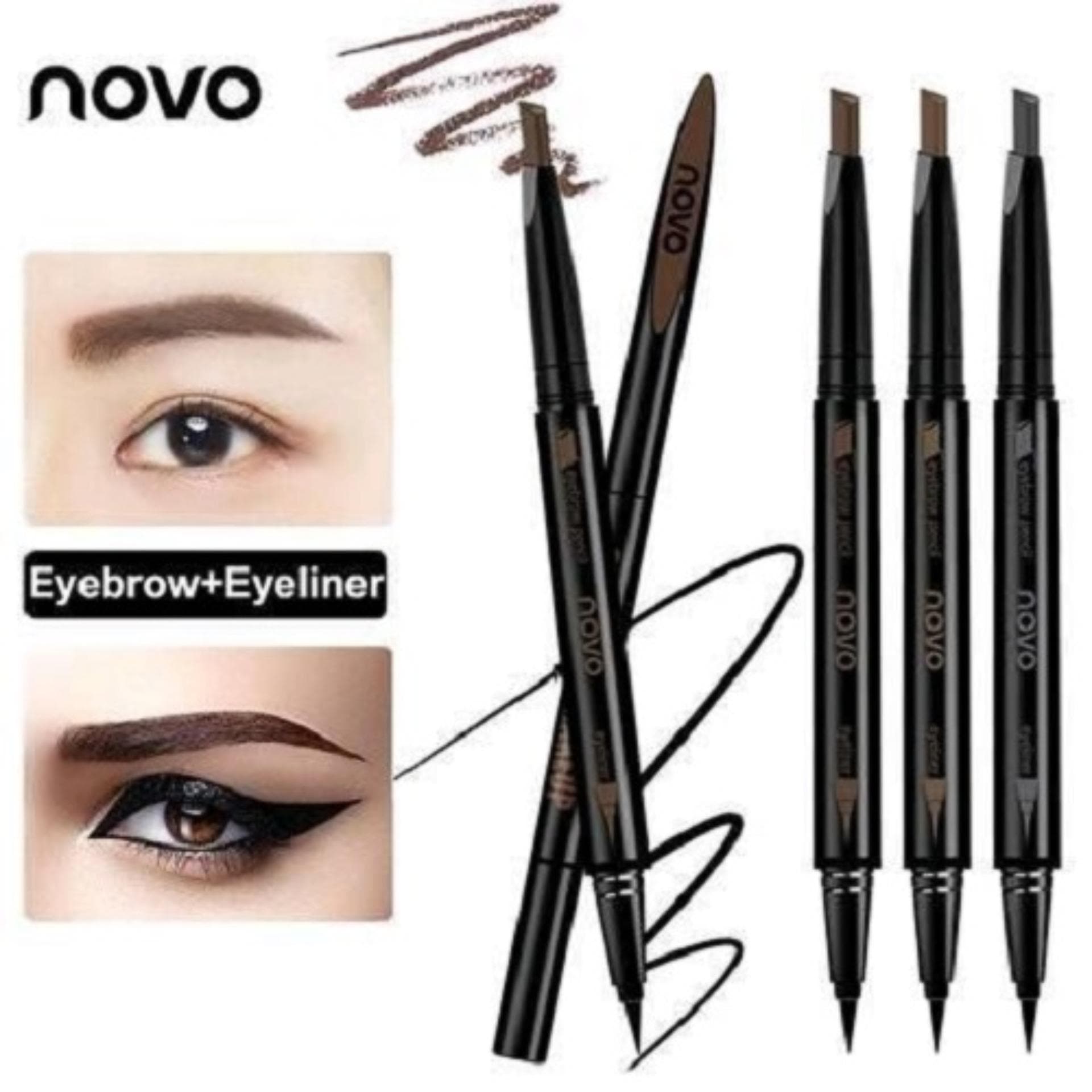 Bút Chì kẻ định hình mày ngang và kẻ mắt 2 đầu NOVO MAKEUP SEDUCE