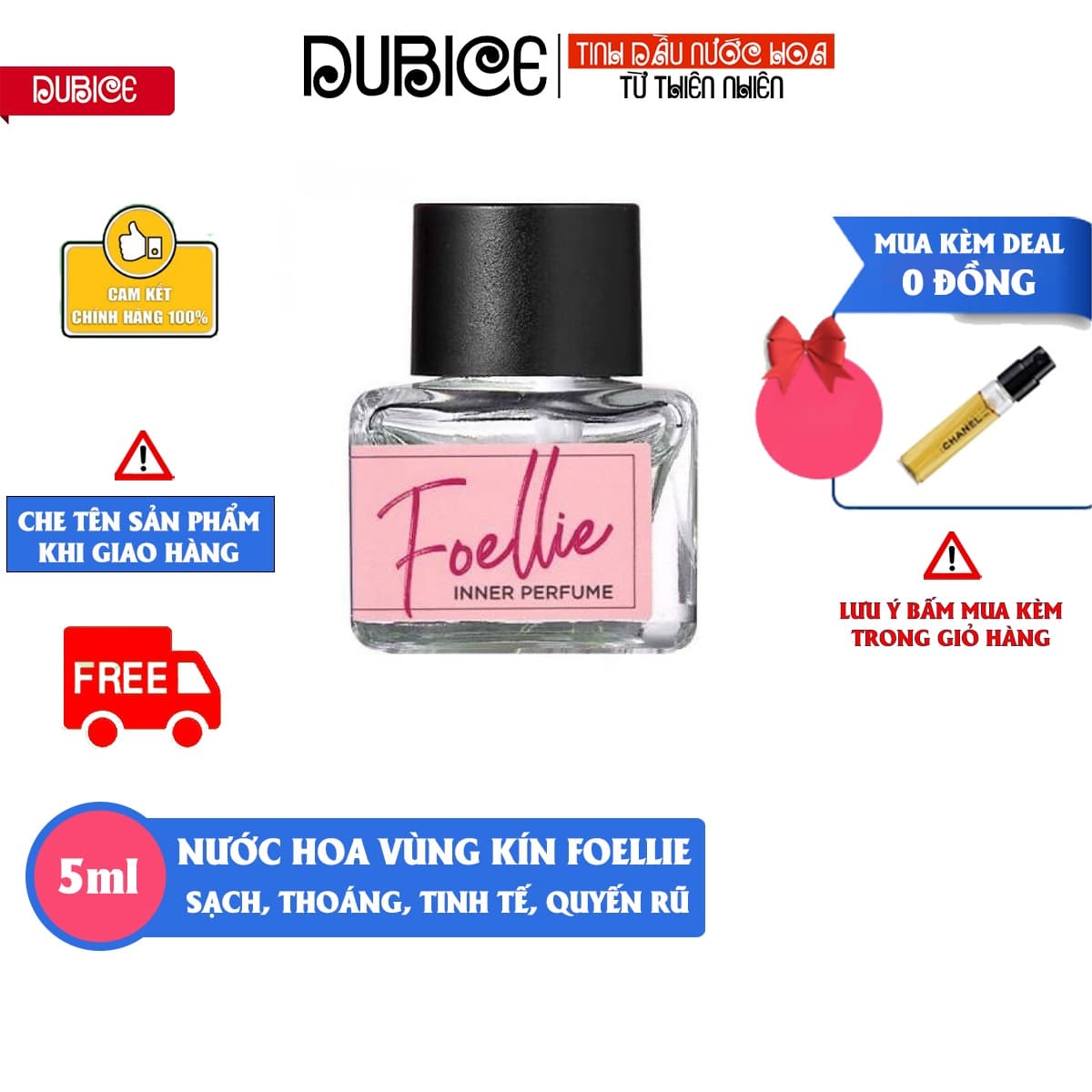 Nước hoa vùng kín Foellie Màu Hồng Cao Cấp Mùi Thơm Chuẩn Độ lưu Hương Cực Tốt - Nước hoa cô bé bím Foellie